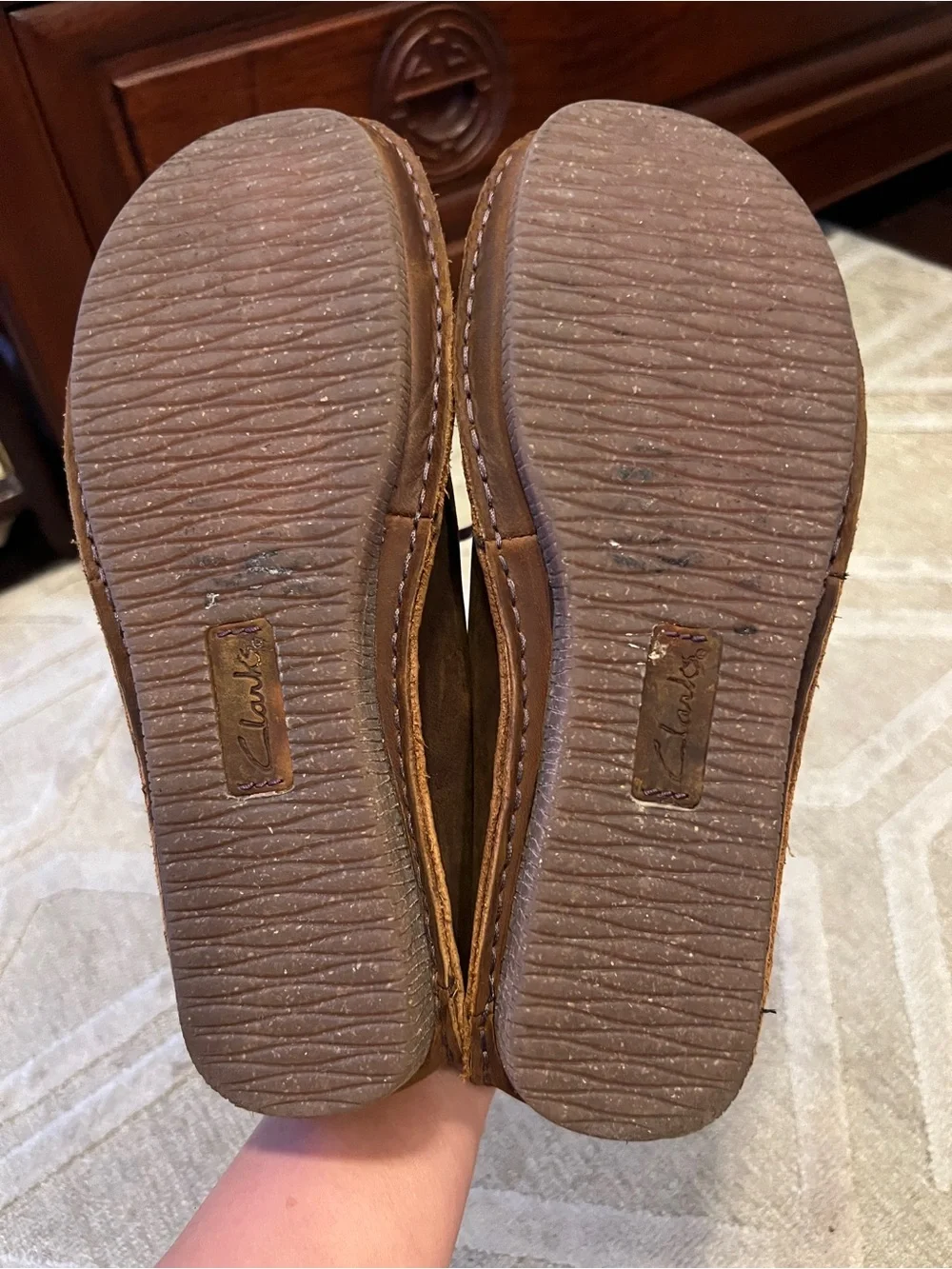 Clarks women’s Janey Mae Brown beeswax Leather Lace-Up Shoe size 8